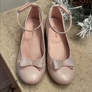 Self Esteem Sparkly Pink Bow Kids Dress Shoes